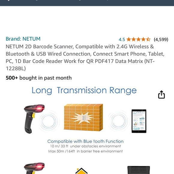 NIB Netum barcode scanner - Picture 4 of 6